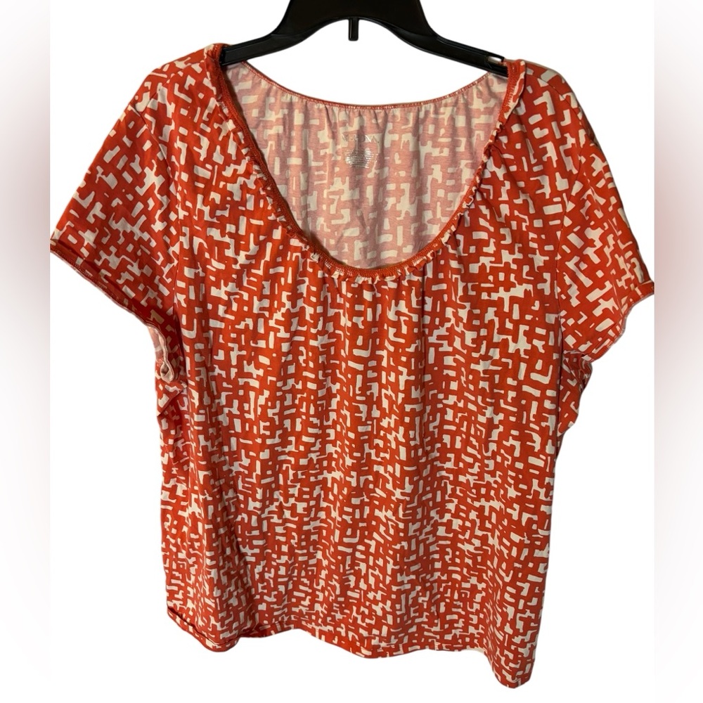 Merona Women’s Orange and White Short Sleeve‎ Top Size 4X (28/30)